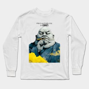 Puff Sumo: Peace of Mind Brought to you by Cigars on a light (Knocked out) background Long Sleeve T-Shirt